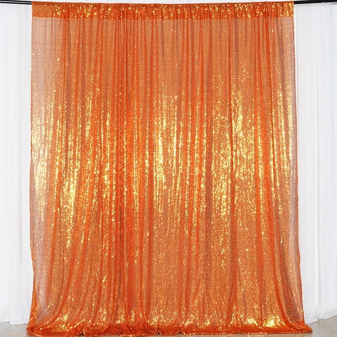 Poise3EHome 6FT x 8FT Orange Sequin Photography Backdrop Curtain for Halloween Party Decoration - Image 5