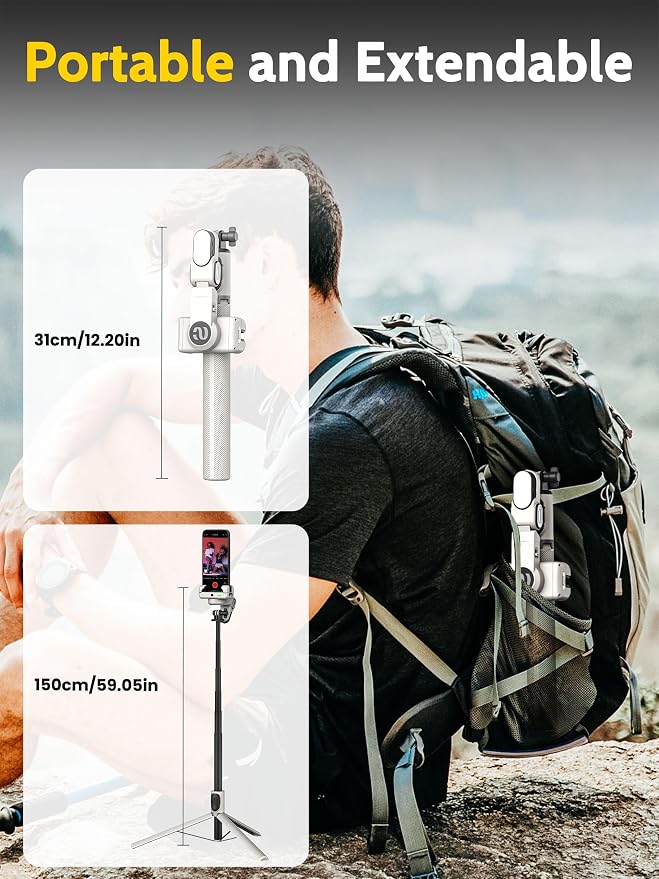 AOCHUAN Auto Face Tracking Tripod 360 Rotation w/Remote Control,Single-axis Phone Gimbal for iPhone Android w/RGB Light,Phone Tripod Follow You for Video Recording,TikTok Vlogging(M2Pro White) - Image 8