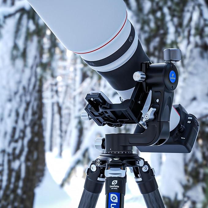 Leofoto Camera Gimbal Head, Aluminum Folding Gimbal Head with 3/8"-16 Hole and 1/4"-20 Threaded for Mounting Tripod/LED Panels/Monitors/Microphones, Max Load to 25kg/55.12lb (PG-2-Black) - Image 5