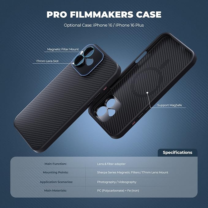 FREEWELL Pro Filmmaker Case for iPhone 16-17mm Lens & Magnetic Filter Mount Black - Image 5