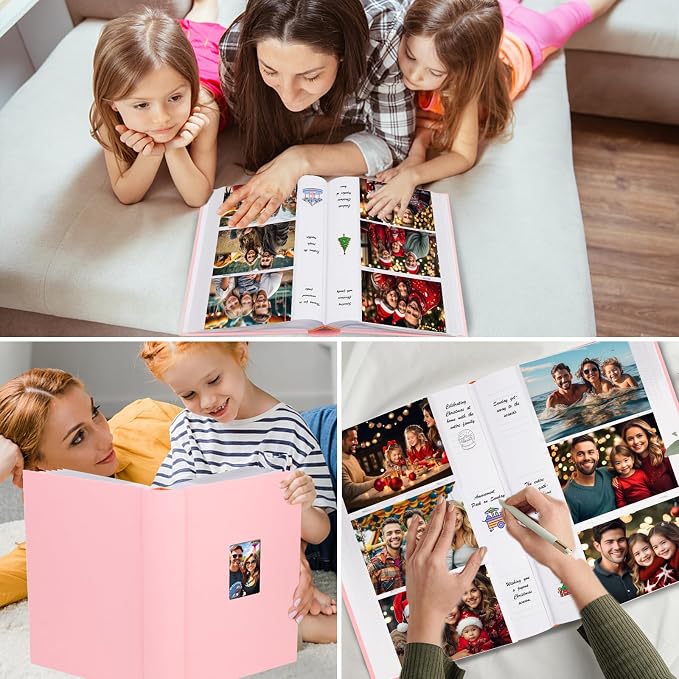 450 Pocket 4x6 Photo Album with Writing Space, Linen Cover, Pink | Large Capacity, 4x6 Album Book, with Memo for Family, Wedding Baby, Travel Memories Graduation Pictures - Image 7