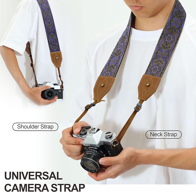 Padwa Lifestyle 2" Wide Classic Crazy Horse Art Cowhide Head Cotton Camera Straps for Photographers - Image 3