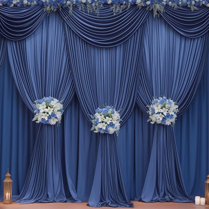 Navy Blue Backdrop Curtains - Wrinkle-Free Polyester Photography Drapes for Wedding, Baby Shower, Birthday, Graduation Party Decorations - 16 X 10FT - Image 4