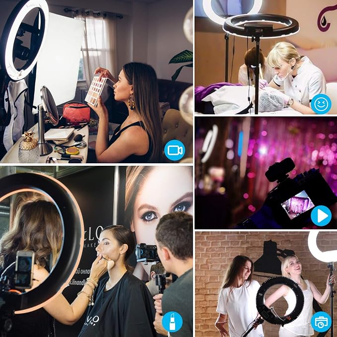 Ring Light 18 Inch LED Ringlight Kit with 73 inch Tripod Stand with Phone Holder Adjustable 3200-6000k Color Temperature Circle MUA Lighting for Camera for Vlog, Makeup,Youtobe, Video Shooting, Selfie - Image 7