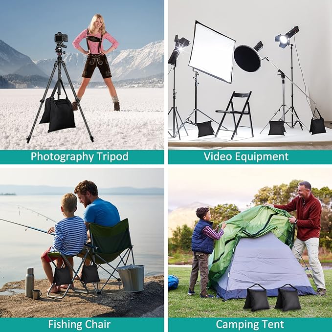 8 Packs Sandbags Weight Bags for Light Stand Photography Video Support | Heavy Duty Saddlebags for Backdrop Stand, Photo Tripod, Canopy, Pop up Tent, Umbrella Base, Fishing Chair, Wedding Shed - Image 6