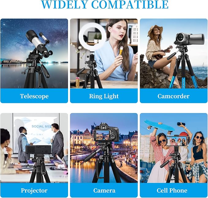 JOILCAN Tripod Camera Tripod, 74" Tripod for Camera Cell Phone | with Phone Holder for Video Recording, Heavy Duty and Tall, Travel Tripod Compatible with DSLR Canon iPhone, Max Load 15 LB - Image 4
