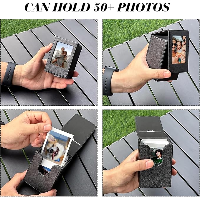 Picture Holder Case for Fujifilm Instax Mini 13/12/11/41/EVO Camera | Mini Film Photo Holder Storage Case for Instax, PU Leather Photo Pouch for 2.15x3.4 inches Films, Can Hold 50+ Films, Black - Image 4