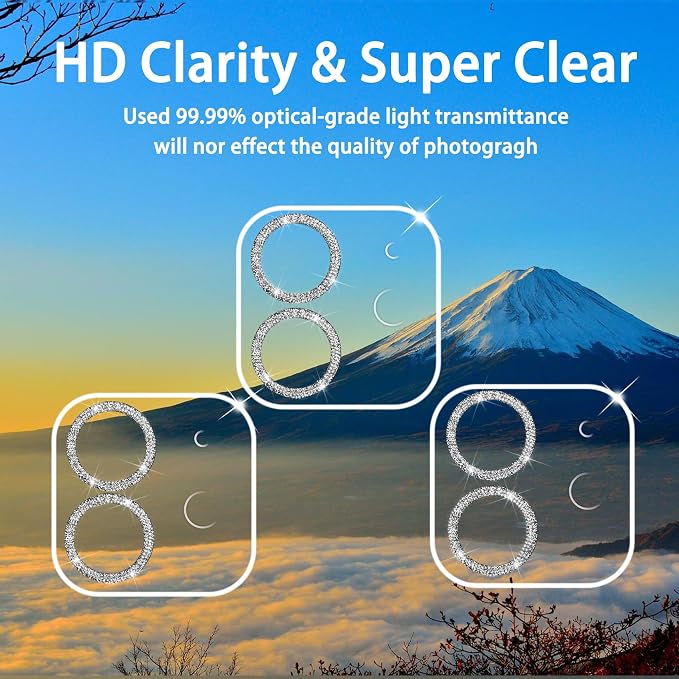 【3 Pack】Dengduoduo Camera Lens Protector for iPhone 11 & iPhone 12 Mini,Glitter Bling Sparkle Ultra HD, Tempered Glass, 13H Hardness, Anti-Scratch, Case Friendly, Easy to Install [No Affect on Night - Image 8