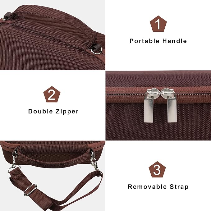 Canboc Carrying Case for Sony ZV-1F/ ZV-1/ ZV-1 II Digital Camera, Brown | Vlogger Accessory Kit Tripod Travel Storage Bag with Strap, Mesh Pocket fit Cable (Case Only) - Image 5