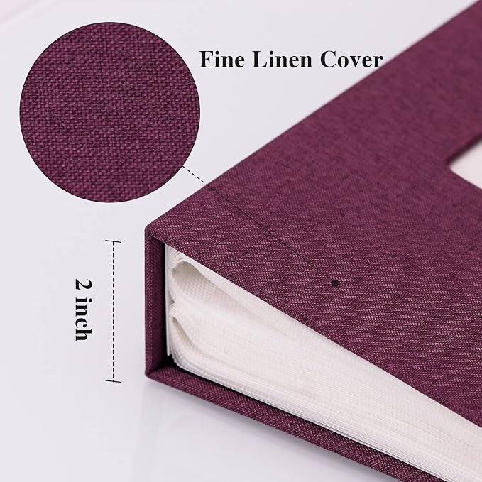 Vienrose 4x6 Photo Album,300 Pockets,Linen Cover with Window,Purple | Linen Hardcover, Slip In Photo Book, Family Memory Album, Travel Keepsake - Image 4