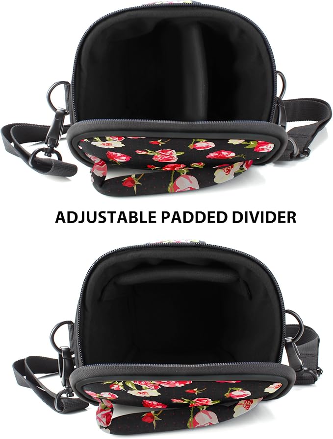 USA Gear DSLR Camera Case for Men and Women with Top Loading Accessibility, Adjustable Shoulder, Small Camera Sling Bag, Travel Padded Handle - Camera Holster Bag for Nikon, Canon, Panasonic (Floral) - Image 4