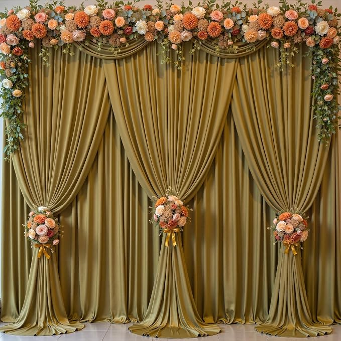 Brown Backdrop Curtains-Wrinkle-Free Polyester Photography Drapes Party Curtain Background for Baby Shower Wedding Decorations- 32 X10FT (Brown) - Image 5