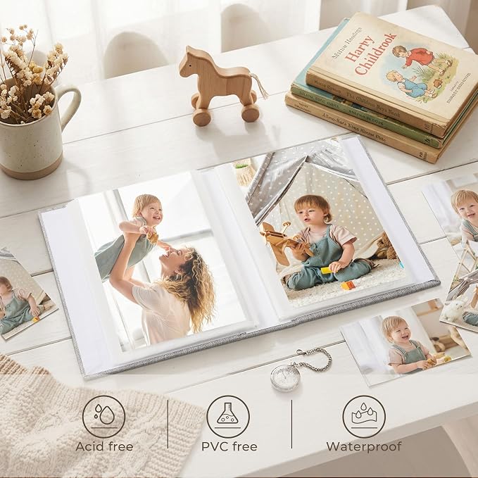 Vienrose 4x6 Small Photo Album, 2 Pack, 100 Photos, Grey | Linen Cover, Mini Photo Album, Baby Memory Book, Wedding Family Travel - Image 5