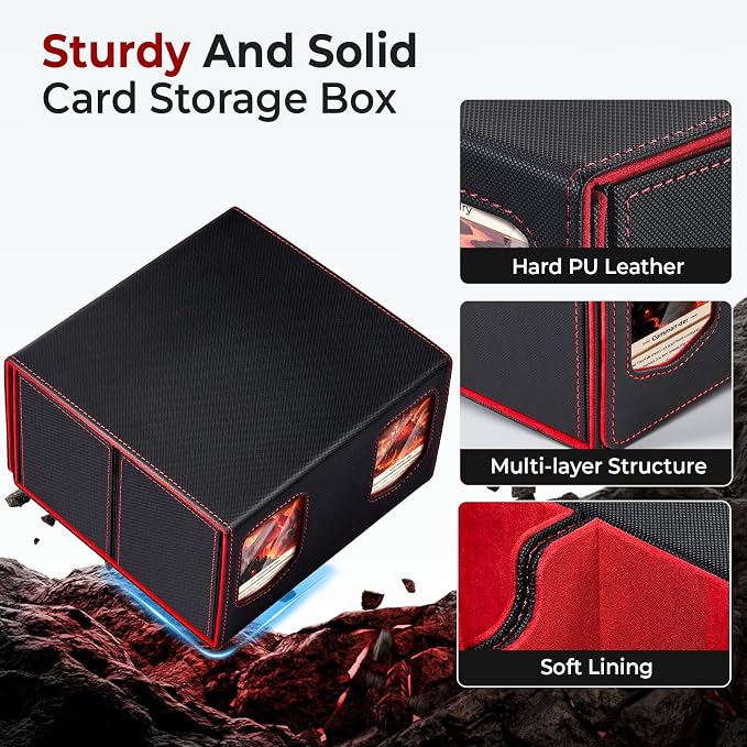 Fabmaker 6 Deck Box Compatible with MTG, Large Capacity Trading Card Storag | Box for Comman-der, 7-in-1 Leather Magnetic Closure Card Box with Token Tray, Card Box Compatible with Magic the Gathering - Image 3