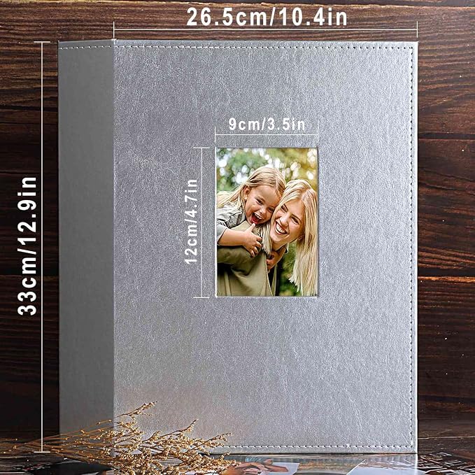 Ywlake Photo Album 4x6 400 Pockets, Leather Photo Albums Holds 400 Vertical Pictures Only Silver - Image 4