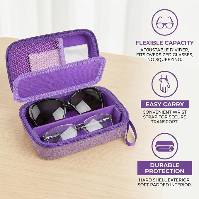 GWCASE Portable 2 in 1 Contact Lens Case and Glasses Case for 2 Pairs - Image 3