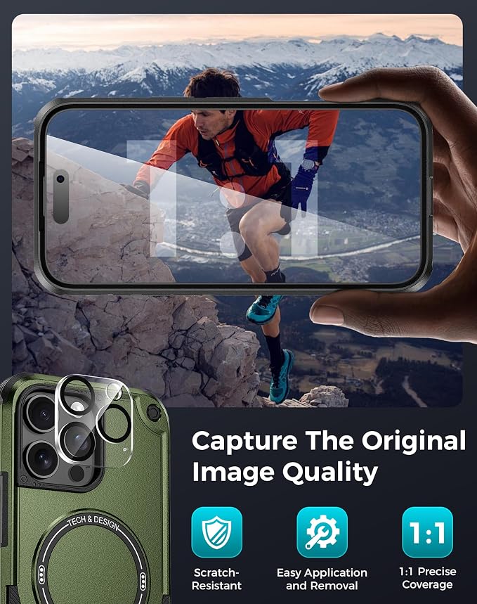 Goton 3 in 1 for iPhone 16 Pro Max Case with Privacy Screen Protector Green | Glass Camera Lens Protector,Compatible for MagSafe,Invisible Kickstand, Shockproof Phone Cover for iPhone 16 Promax - Image 7