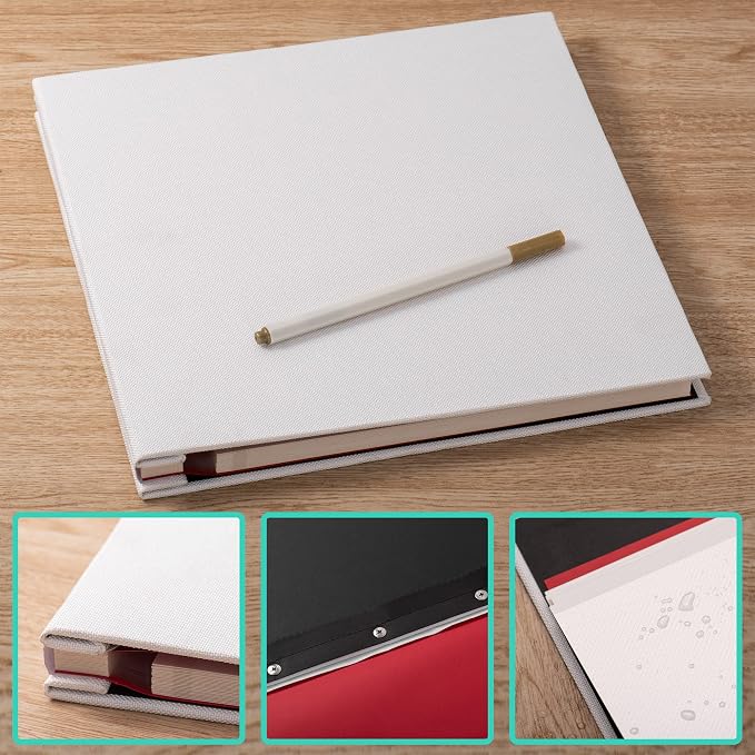 Photo Album Self Adhesive Scrapbook Album for 4×6 Pictures DIY Magnetic Linen Cover Album 15 Sheets/30 Blank Pages for Family Wedding, Birthday, Christmas, Anniversary (White) - Image 6