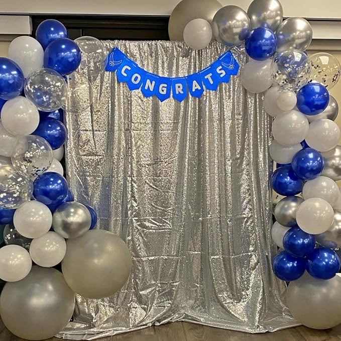 Poise3EHome Silver Sequin Backdrop Curtain, 10Ft x 10Ft Silver Glitter Backdrop Curtains, Sequence Xmas Thanksgiving Backdrop Drapes for Wedding Party Festival Decor - Image 4