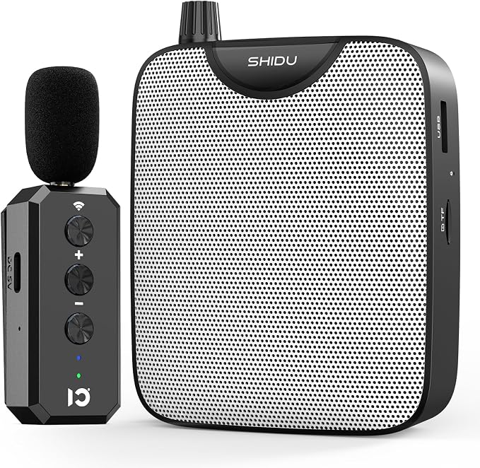 SHIDU 35W Voice Amplifier for Teachers Bluetooth Wireless Lavalier Mic | Portable Microphone and Speaker, Power Voice Amplifier Personal Clip on Microphone System for Tour Guides Fitness Instructors by Home