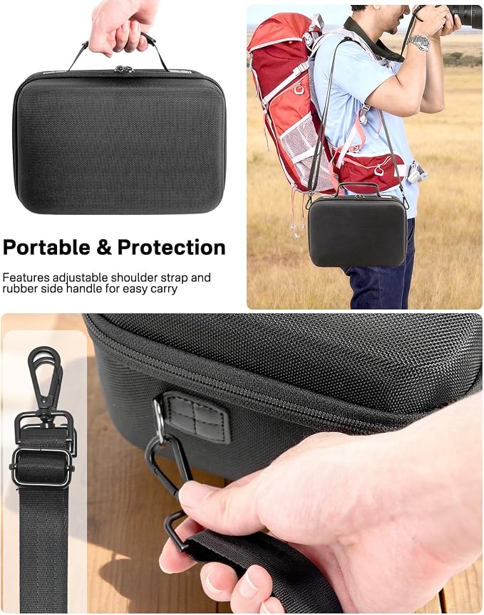 RAIACE Hard Carrying Case Compatible with Canon EOS Rebel T7/ T100/ T6/ R100/ R50/ R5/ R7/ R8, for Sony, for Nikon Camera. Large Capacity Camera Bag for Lens, Cables, Cards and Accessories. - Black - Image 6
