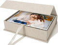 Vienrose Small Photo Storage Box, 5"x7", Linen Postcard Keeper, Beige | 1Pc Sturdy Linen Cover Box for Photos, Postcards & Sticker Storage, Perfect for Home, Office, Craft Room, and Travel by Vienrose