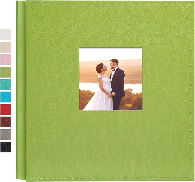 potricher Large Photo Album 4x6 1000 Photos, Leather Cover, Green | Large Capacity Picture Albums with 1000 Horizontal and Vertical Pockets, Photo Book for Family, Wedding, Anniversary, Baby by potricher