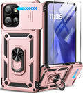 Taisairu for Motorola Moto G Power 2026/G Power 2025 Case with Screen Protector & Slide Camera Lens Cover, Built-in Ring Stand Cover for Moto G Power 2025/Moto G Power 2026 Case (Rose Gold) by Taisairu