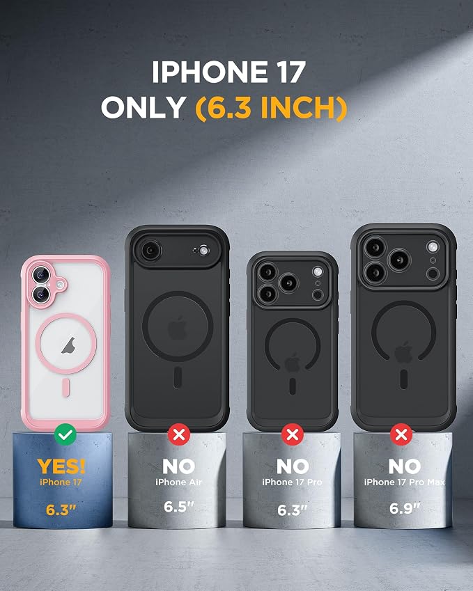 Miracase for iPhone 17 Case with Privacy Screen Protector, Light Pink | Compatible with MagSafe, 360° Full Body Protection, Full Camera Protection, Military-Grade Shockproof Phone Case 6.3" - Image 7