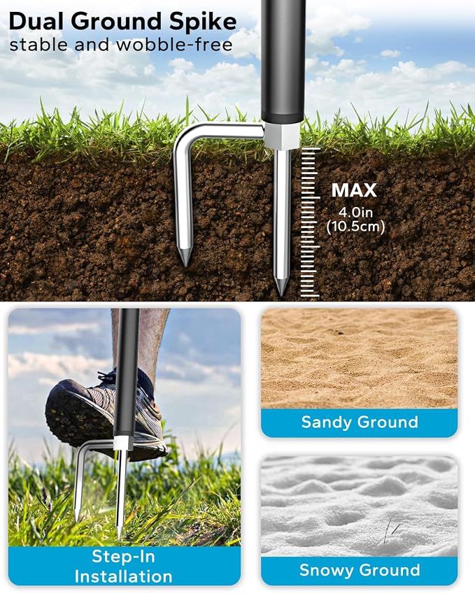 Magnetic Golf Phone Monopod, 57" Gust-Proof Metal Pole with Ground Spike | Snap-On MagSafe Lock, Swing & Putting Training Aid Tripod Stand, for iPhone 17 16 15, Galaxy, Android, Magnetic Cases - Image 3