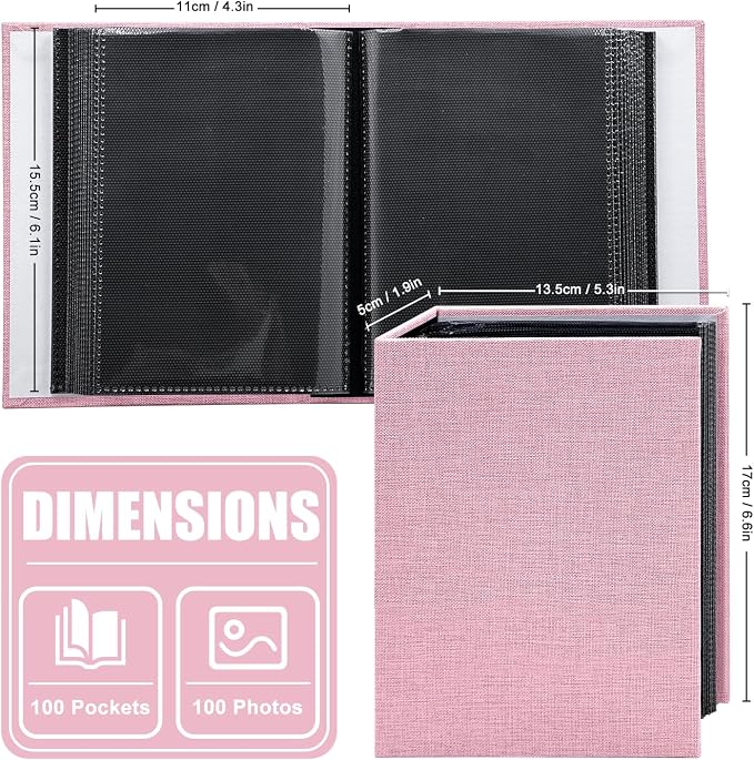 Photo Album 4x6 100 Pockets for Wedding Gifts,Linen Hardcover Picture Albums for Family Anniversary Baby Vacation Pictures - Image 3