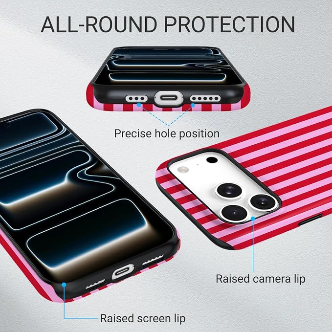 TPU Phone Case for iPhone 17 Pro Max, MagSafe Wireless Charging Compatible, Shockproof Slim Fit Protective Cover with Anti-Yellowing & Raised Camera Protection (Stripes 4, iPhone 17 Pro Max(6.9")) - Image 3