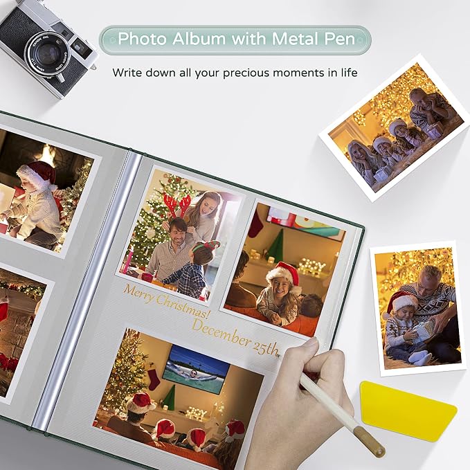 Popotop Large Photo Album Self Adhesive 4x6 5x7 8x10 Scrapbook Album DIY Picture Book,Gifts for Mom,Family Baby and Wedding,with Metal Pen and Plastic Board - Image 5