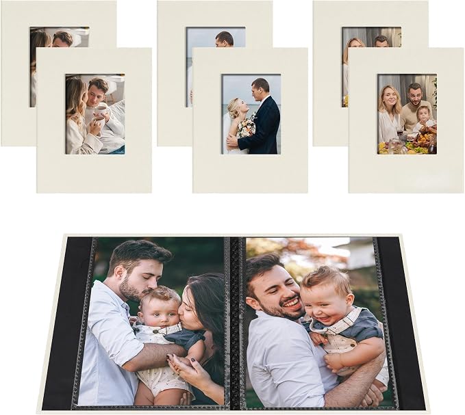 Small 4x6 Photo Album 24 Pockets Linen Cover Beige 6 Pack | Linen Cover, Front Window, Portable Mini Picture Book, Travel Wedding Memories by Remowith