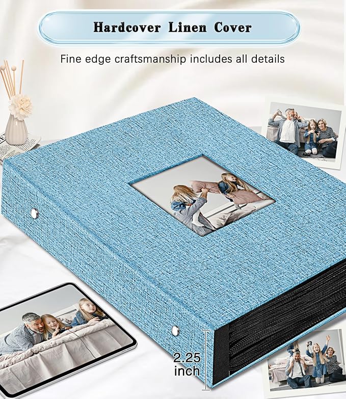 Ejblfe Photo Album 4x6,Linen Cover Slide-in Photo Album Book Can Holds 600 4x6 Photos with 60 Black Sheets for Family,Wedding,Baby and Holiday Pictures (Blue) - Image 5