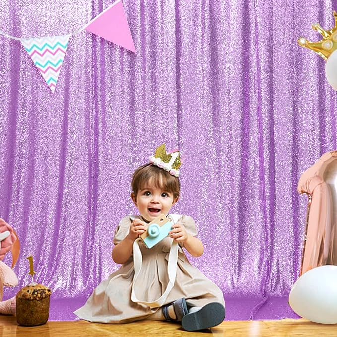 SquarePie 10x10ft Lavender Sequin Backdrop, High Density Non-Transparent Glitter Curtain for Photography, Birthday, Wedding Party Decorations, Thick Solid Background with 4" Rod Pocket, 1 Panel - Image 8
