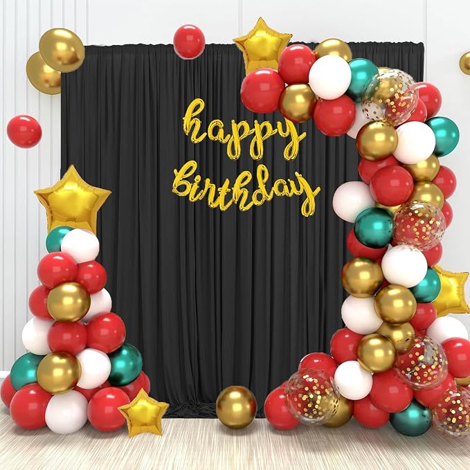 10x10ft Wrinkle Free Black Backdrop Curtain for Parties Soft Fabric Drapes Wedding Black Curtain Backdrop for Birthday Party Decorations Background for Photography 5x10ft, 2 Panels - Image 6
