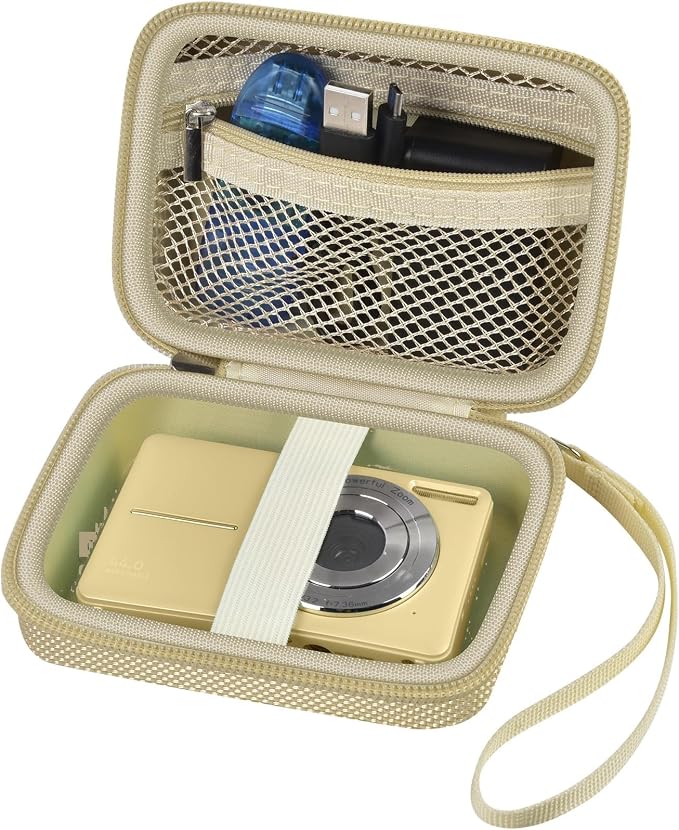 ALKOO Digital Camera Case for CAMKORY/Pouch for KODAK PixproLight Brown | for Lecran/for VAHOIALD Point and Shoot Camera, Hard Carrying Case with Mesh Pocket, Compact for Vlogging, Travel and Storage by ALKOO
