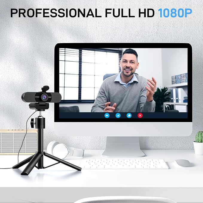 EMEET C960 Webcam with Tripod, 1080P Webcam with Mic, Adjustable Height | Desktop Tripod, C960 Web Camera with Privacy Cover, Plug & Play with Stand for Zoom/Skype/YouTube/FaceTime - Image 4
