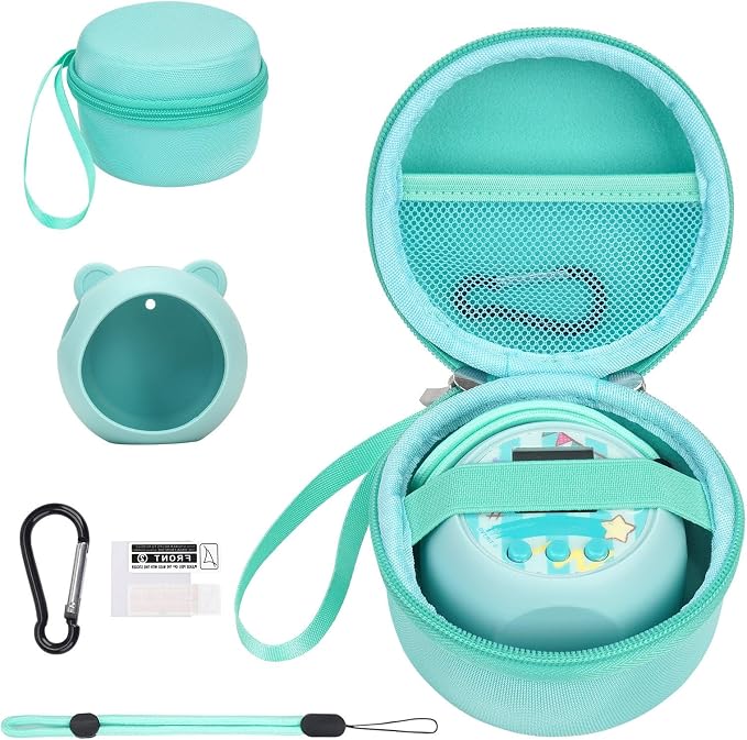YouKnow Travel Case and Silicone Cover Compatible with Punirunes Interactive Toy Digital Pet, with Full Coverage PET Clear Film (Silicone and Carrying Case) (Teal) by YouKnow