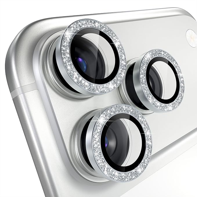 Misea Compatible for iPhone 17 Pro/iPhone 17 Pro Max Camera Lens Protector | 9H Tempered Glass Ultra HD Bling Camera Screen Protector Cover Metal Individual Ring Decoration Accessories, Silver Glitter - Image 8
