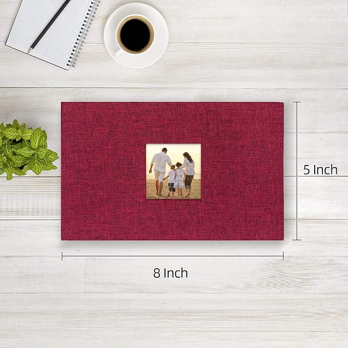 potricher Photo Album 4x6 Pictures, 100 Pockets, Linen Cover, Red | Linen Cover, Front Window, Large Capacity 4x6 Picture Albums, Photo Book for Family, Wedding, Anniversary, Baby, Keepsake - Image 2