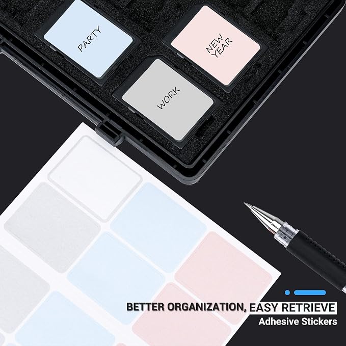 [High Capacity] 54 Slots Memory Card Case for 36 Micro SD and 18 SD Cards with Labels,Water-Resistant Anti-Shock Anti-Dust,Micro SD/SDHC/SDXC TF Card and SDHC/SDXC Holder Organizer Storage - Image 7