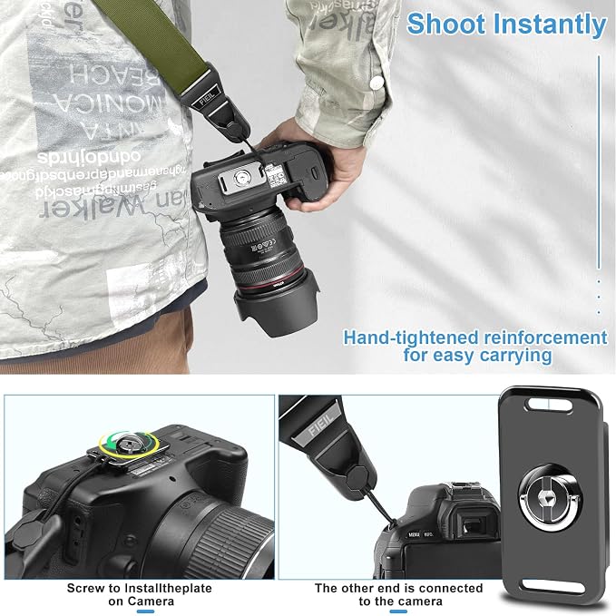 FIEIL Camera Shoulder Strap with Quick Release Plate, 1.5''Wide Universal Camera Neck Strap, Smooth and sturdy, Equipped with Comfortable Silicone Shoulder Pad for Photographers(Moss Green) - Image 4