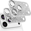 [2 Pack Bling Camera Lens Screen Protector for iPhone 17 Pro with 9H Tempered Glass Aviation Aluminum Plate Cover Metal Ring,Night Circle,No Bubble,HD Clarity,Easy Installation-Glitter Silver by Uniwit