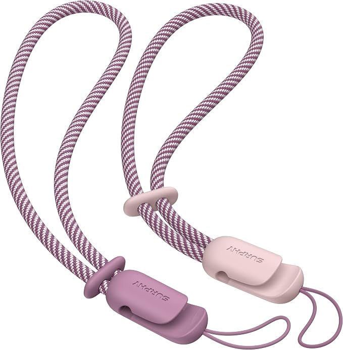 SURPHY 2 Pack Phone Lanyard, Phone Wrist Strap for Case, Camera Wrist Strap | Ultra-Light 2-Color Braided Phone Strap, Cellphone Charm Strap, Anti-Lost Wrist Lanyard for Women and Men, Pink LilacPurple by SURPHY