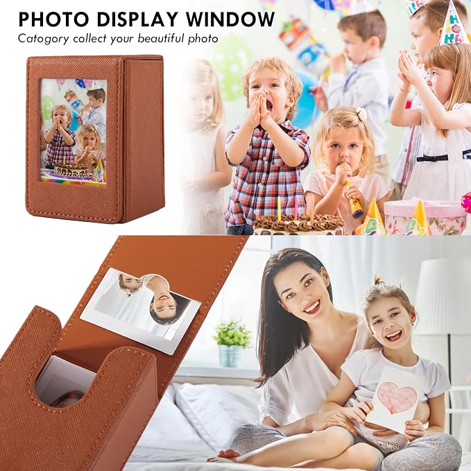 2x3 Inch Photo Holder Compatible for Instax Mini EVO/Liplay/SE/12/11/13/41/40/99/90/9/8/7S Camera Films, 3 Inch Film Storage Box, Photo Case Accessories Can Hold 50 PCS Picture - Brown - Image 4