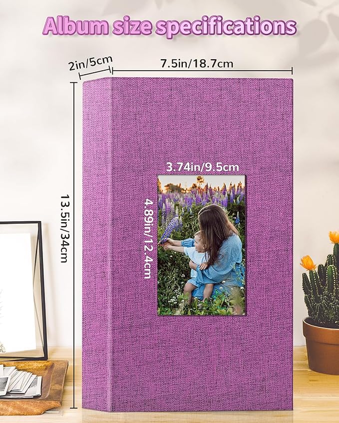 Artfeel Photo Album 4x6 with 300 Pockets,Slip-in Picture Albums,Linen Cover Memory Book with Front Window,White Page Vertical Photo Book for Wedding,Family,Anniversare,Baby,Vacation - Image 3