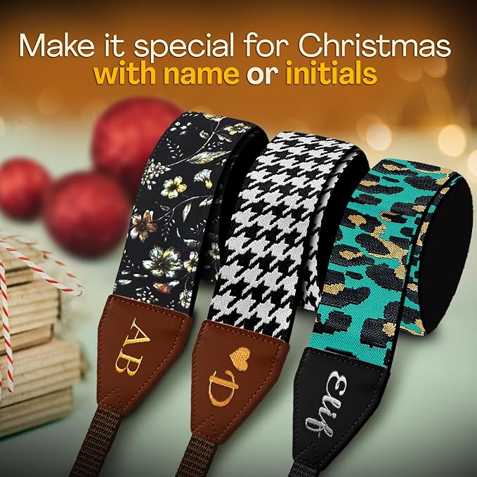 Art Tribute Camera Strap Personalized With Name | Shoulder, Crossbody & Neck, Fits All Cameras, Canon Nikon Sony Fujifilm, Padded Strap, Quick Release & Leather Ends - Image 2