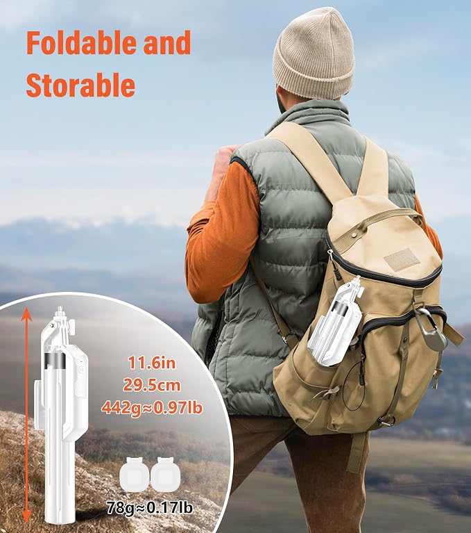 Selfie Stick Phone Tripod - 71 inch Tall Cell Phone Holder with Detachable Wireless Remote and 2 LED Lights for Recording, Video and Picture, Phone Stand for iPhone, Android, Camera & Gopro - Image 8